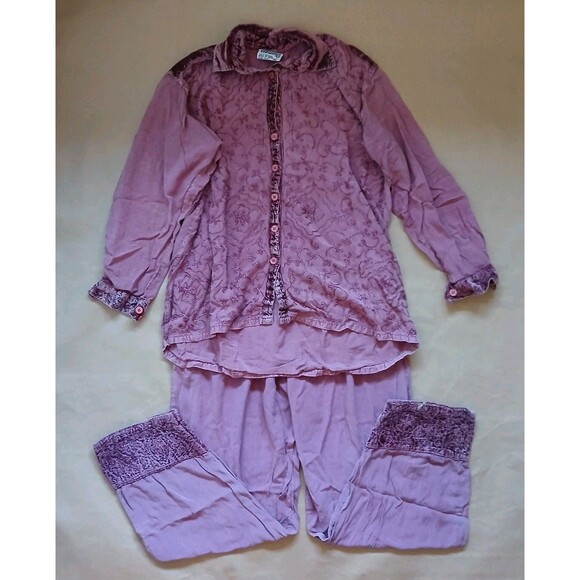 Vintage French Gear Marroon 2 piece Set Size S Shirt & Pants Embroidered Velvet - Picture 1 of 13